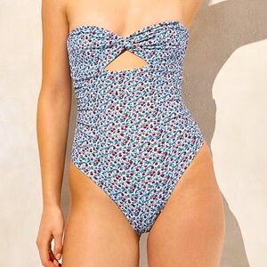 NWT! J. Crew Gemma Ruched Bandeau cutout one piece.